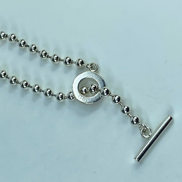 Gucci Sterling Silver Beaded Chain Circle Toggle clasp bracelet 7 3/4" 16g JR552 - Picture 5 of 10